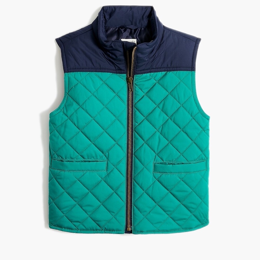 J Crew Boys' Colorblock Walker Vest size medium blue/green